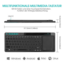 Load image into Gallery viewer, Rii K18 Plus Wireless 3-LED Color Backlit Multimedia Keyboard with Multi-Touch Big Size Trackpad Rechargeable Battery
